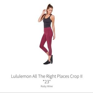 Lululemon All The Right Places Crop II *23" sz 6 Ruby Wine